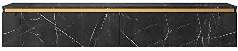 Selsey SENEY TV Lowboard schwarzer Marmor + goldener Einsatz 175 cm