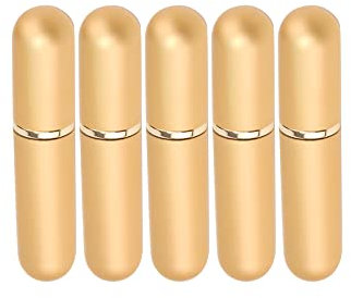 Gelbes Aluminium-Naseninhalator-Röhren für ätherisches Öl, persönlich, leer, nachfüllbar, elegantes Aluminium und Glas, Naseninhalator-Set mit Baumwolldochten, 5 Stück