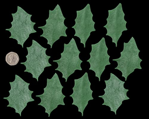 12 x Edible 3D Holly Leaves Leaf, 20 colours, toppers, decorations cake