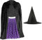 Adult’s Room on the Broom Set - Standard - Black Velour Cape, Purple Polka Dot Skirt and Witch Hat - Perfect for World Book Day School Book Day Fancy Dress