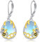 YFN Honigwabe Biene Mondstein Ohrringe 925 Sterling Silber Teardrop Dangle Hypoallergenic Leverback Ohrring für Frauen Mädchen
