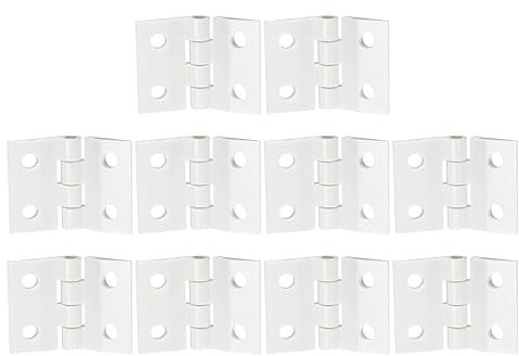 sourcing map 10Pcs Acrylic Hinges, 1 x 1.34 Inch Mini Hardware Folding Hinges Piano Hinges with Mounting Hole for Case Box Handicrafts, White