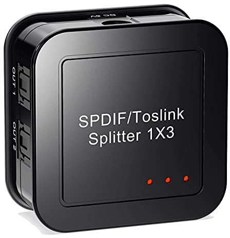 INTCHE RéPartiteur Audio Optique NuméRique 1X3, RéPartiteur Audio NuméRique à Fibre Optique SPDIF TOSLINK, 1 en 3 Sorties, pour DVD HDTV -Ray