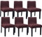 DOLIJA Stuhlhussen für Esszimmerstühle, Kurze Rückenlehne, Stretch, Stuhlschutzbezug aus Jacquard-Spandex für das Esszimmer – Dunkelbraun – sechsteiliges Set