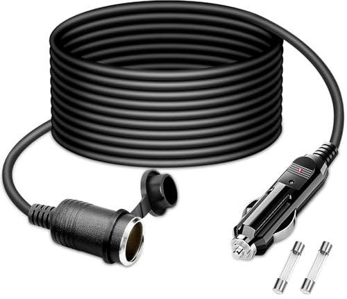 WOWLED 6m KFZ Verlängerungskabel 12V/24V, Verlängerung, 10A Sicherung, Vollgummileitung mit Stecker und Buchse, Klettband, für Zigarettenanzünder-Buchse