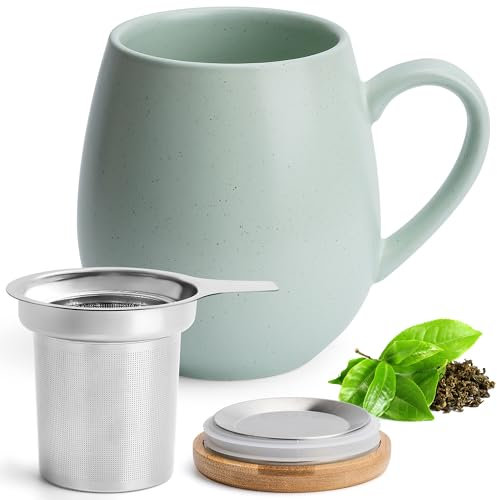 Happy Lemuro Tazza da Tè XXL Con Coperchio e Colino - 550 ml - Accessori per Tè