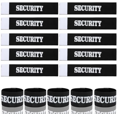 jiawaggag 10 Stück Security armbinden Set armbinde Klett Binde Armband schwarz Security Patch Klett für Sportveranstaltungen 35 * 7cm