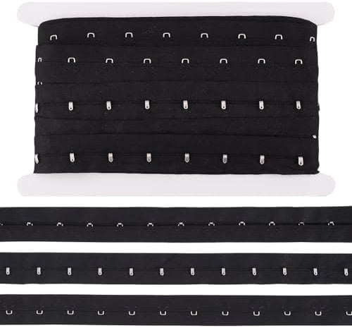 BENECREAT 6.25 Yards Single Hook and Eye Trim, 25mm Black Cotton Bra Extender for Corset Bra Sewing, Quilting, Renaissance Dance Corset, Bridal Apparel, Home Decoration