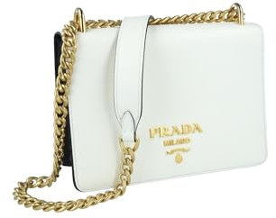 Prada Damen Weiss Saffiano Leder Schultertasche 1BD133