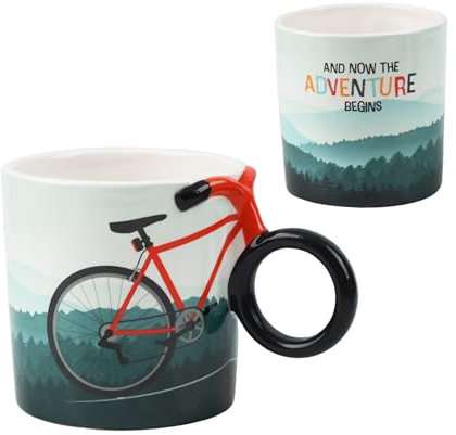 Winkee - Tazza da caffè bicicletta - Tazza da caffè stilosa con manico a forma di bicicletta | Tazza da tè ciclista | Accessorio perfetto per ciclisti