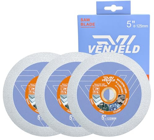 VENJELD Disco Diamantato per Taglio Vetro 125mm - 3pezzi Dischi da Taglio per Vetro Giada Cristallo Bottiglia Vino Ceramica Piastrella Marmo