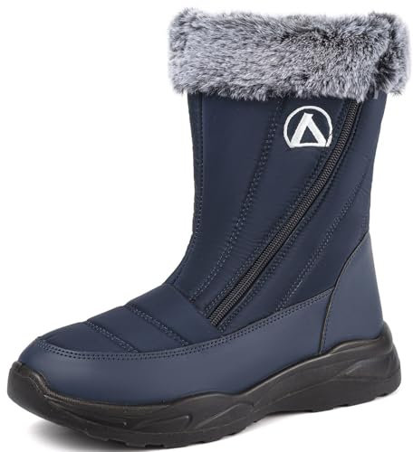 VTASQ Bottes de Neige Femme Bottines Doublure Chaud Fourrure Bottes Hiver Impermeable Homme Bottes Extérieur Antidérapantes Bottine de Randonnée Bleu 43 EU