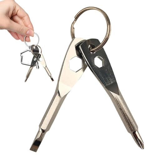 Vbnuyhim Portachiavi multi-strumento, portachiavi cacciavite | cacciavite da viaggio 4 in 1 cacciavite portatile | portachiavi strumento ad alta resistenza, gadget per uomini e donne
