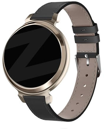 Bandz Lederarmband 'Classic' - Echtlederarmband 14mm passend für Garmin Lily 2 (nur zweite Version) - Schwarz