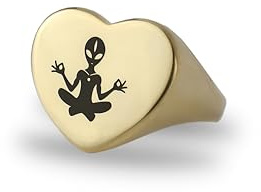 Gold Sci-fi Siegelring - Benutzerdefinierte UFO Ring - Alien Gravur Ring - Geschenk für Sie - Herzform Ring