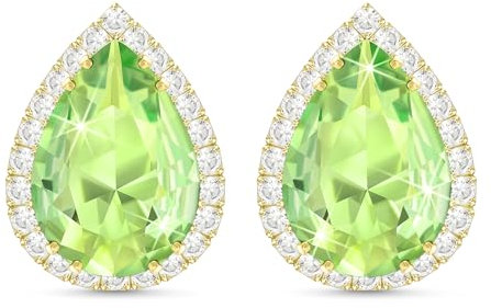 Linawe Orecchini a bottone con diamanti verdi verdi, orecchini da donna, set di gioielli in oro, orecchini in oro da sposa, orecchini di moda senza nichel
