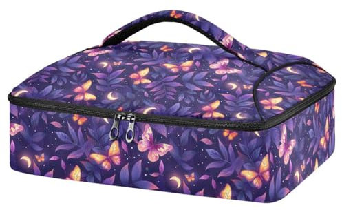 JUMBEAR Beautiful Moth and Moon Insulated Casserole Dish Carrier,Casserole Carrier Bag, Casserole Carriers for Hot or Cold Food Fit for Dinner, Party, Camping