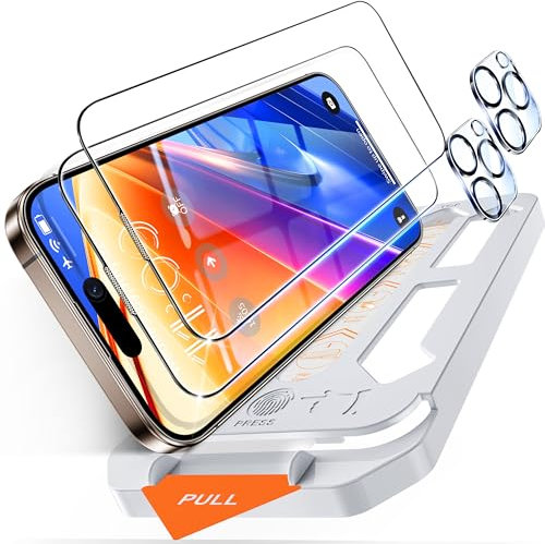 Tentoki Screen Protector for iPhone 16 Pro Max [6.9 inch] 2 Camera Protection Film and 2 Full Tempered Glass, [Auto-Installation] [Military Protection] [Bubble-Free] [9H+ Hardness] [HD Clear]