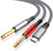 Tisino Cavo audio USB C a Jack 6,35mm - 2M, Cavo USB C a doppio TS Mono per smartphone/tablet/collegamento laptop ad amplificatore/mixer per console di missaggio/altoparlante