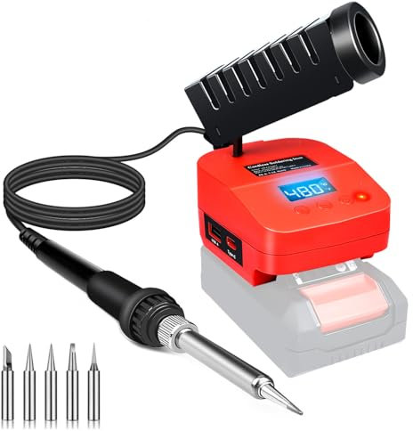 Kabelloser Lötkolben für Einhel-l 18V PXC Power X-Change Akku, Schnelles Aufheizen Lötstation, Mobilität Soldering Iron mit USB&Type-C für Heimwerker, Gerätereparatur, Drahtschweißen(Ohne Akku)