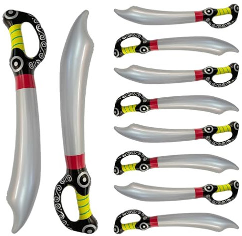 XoeLLe 10 Pezzi Gonfiabile per Bambini, Spada Giocattolo, Pirata Accessori Bambini, Pirata Bastone Spada, Giocattolo Acqua, Decorazione per Piscina Feste Tema, Accessori per Costumi in Maschera (B)