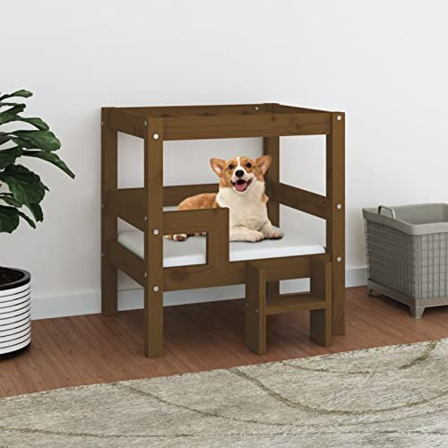 ShGaxin Hundebett, Hundekissen, Katzenbett, Dog Bed, Hunde Bett, Katzensofa, Hundecouch, Petbett Hunde, Honigbraun 55,5x53,5x60 cm Massivholz Kiefer