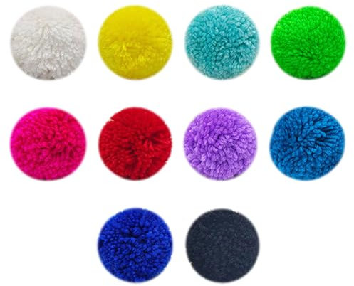 Extra große Garn-Pompons, flauschige Bastelbälle, Acrylgarn-Bälle, große Beanie-Pom-Poms, bunte Pompons, flauschige Mütze, mehrfarbig, 10 Stück