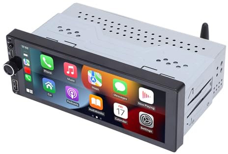 Radio de Coche de Doble DIN con CarPlay Inalámbrico y Android Auto, Estéreo de Coche con Pantalla IPS de 6,86 Pulgadas, Bluetooth, Mirror Link, Reproductor MP5 USB para Coche