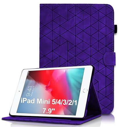 Funda para iPad Mini 7.9 Pulgadas, iPad Mini 5/4/3/2/1 Flip Cover de PU Cuero Protección Múlti Ángulos Soporte Case con Auto Reposo/Activación Protectora Carcasa, Morado