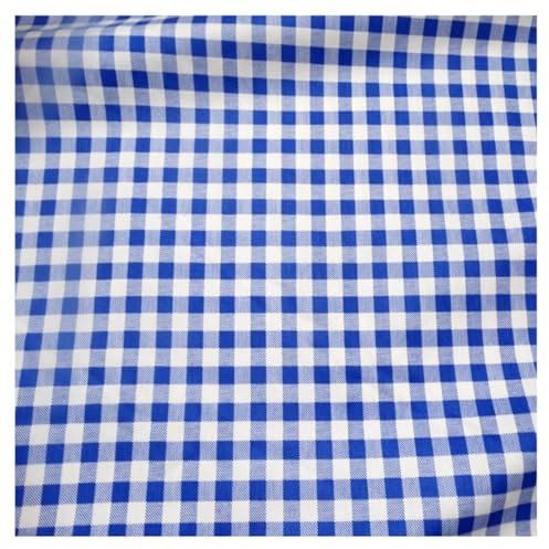 AMateschitz 1.6M Breit Karierter Baumwollstoff Karo Baumwolltuch Rein Baumwolle Stoffe Stoffpakete Patchwork Meterware für Nähe Quilten Basteln Tischtuch Bettwäsche Kleidung Zubehör Blau 100x160cm