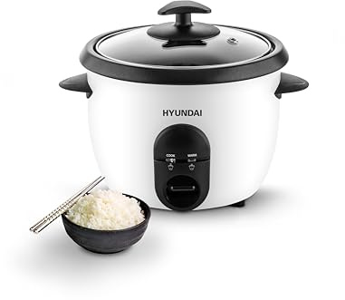 HYUNDAI ELECTRONICS Cuiseur à riz RC100 I 1 l pour riz 800 g I 365 W I Chauffe-riz I Fonction maintien au chaud I Casserole à revêtement antiadhésif I Cuillère à riz & verre doseur