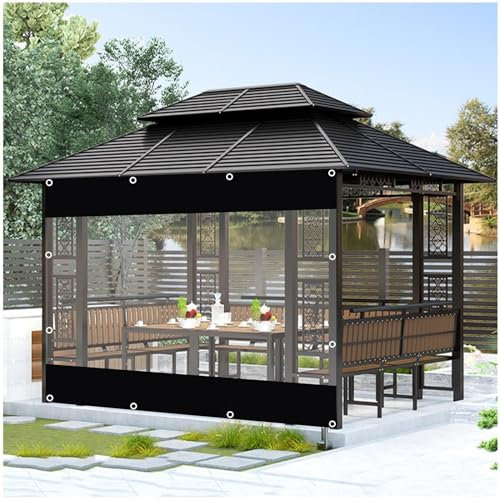 Rideaux de bâche transparents pour pergola, tonnelle, abri de voiture, panneaux latéraux transparents imperméables, 0,5 mm d'épaisseur, rideaux d'extérieur, 4,2 x 2,5 m (l x H)