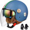 Casco Da Motociclista, Casco Da Motociclista Retrò 3/4 Aperto Con Doppia Visiera, Per Uomo Donna Scooter ATV Cruiser Casco Omologato ECE B,L