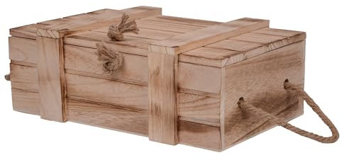 UNUS® Holzkiste mit Deckel aus Holz geflammt klein - dekorative Aufbewahrungskiste mit Jutekordel Verschluss und Griffen - vielseitig einsetzbar für Geschenkverpackung, Deko und Ordnung