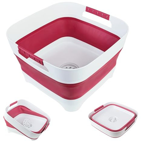 GIMWA Lavabo portátil para biberones, fregadero de camping, plegable, bañera multifuncional para cocina, caravana, uso al aire libre, resistente y fácil de limpiar (magenta)