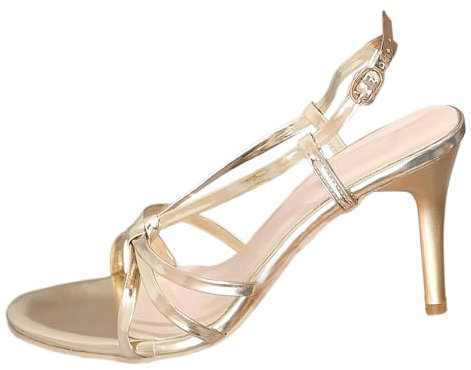 Women Shoes Pumps Sexy Women Summer Sandals Plain Open Toe Shiny with Fine Heels Lightweight Large Size High Heels Pointed Sandals Slippers Shoes Women Sneakers Warm, gold, 6 UK