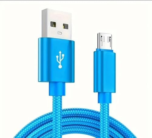 LockMingle Braided Micro USB Cable Fast Charging & Data Sync Compatible with SONY DualShock 4 (PS4 controller), PS4 Headset PlayStation Move Motion Controllers (older), VR Processor Unit 1M Blue