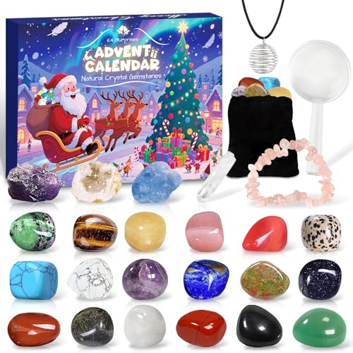 Lohofrnny Adventskalender 2025 Kristalle, 24 Tage Weihnachtskalender Countdown mit Natural Gemstones and Crystals, Edelsteine Heilsteine, Weihnacht Geschenk für Mädchen Jungen Geologie Enthusiasten