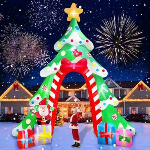 Kalolary Gonfiabile Natalizio della Gigante Decorazione di Natale con LED Incorporati per Natale Feste, Esterni, Prato, Fiardino (Xms Albero Arco)