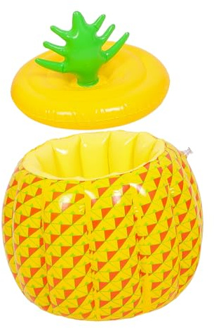 SOLUSTRE Aufblasbarer PVC Eiskübel mit Deckel Faltbarer Bierkühler für Pool und Outdoor Tragbar Langlebig Einzigartiges Ananas Design für Sommerpartys und Feierlichkeiten