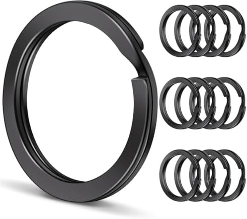 GNALIA Anneaux Porte Clé 20 Pièces 25Mm Porte-Clés En Nylon Résistant Noir Pour Organisation Clés