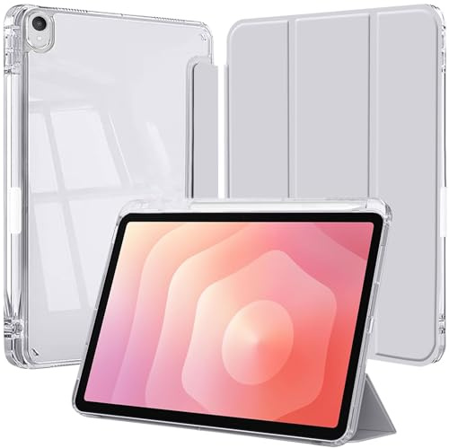 Funda para Samsung Galaxy Tab S11 Tableta 11 Pulgadas 2025 (SM-X736B / SM-X730) con Soporte para S Pen, Slim Clara Transparente Trifold Folio Tableta Carcasa, Auto-Sueño/Estela, Plata