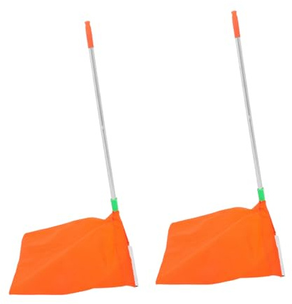 HOLIDYOYO 2 Piezas Recogedor de Basura de Aluminio Ligero y Resistente con Mango de Palas Recogedoras para Jardín y Lobby para Limpieza Exteriores y Garajes Color Naranja
