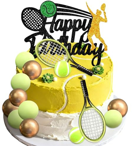 Tennis Kuchendekoration Happy Birthday Kuchendekoration Tennis Partyzubehör | Tennis Kuchendekoration Happy Birthday Kuchendekoration Tennisspieler für Tennis Sport Thema Babyparty Geburtstagsparty