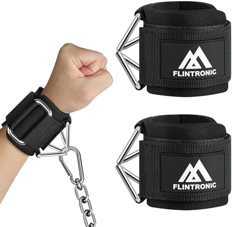 Flintronic 2-pack neopren vadderade handledsremmar, gym handledsmanschetter för kabelmaskin, justerbar krok och ögla och säker manschettdesign, fitnessträningsutrustning för män kvinnor