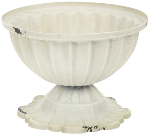 HEATSHAKING Retro Eisen Blumentopf Rostfrei Robust Vielseitige Vintage Vase für Hochzeit Tischdeko Wohnzimmer und Büro Kreative DIY Blumenarrangements Shabby Chic Metall Übertopf Weiße Patina