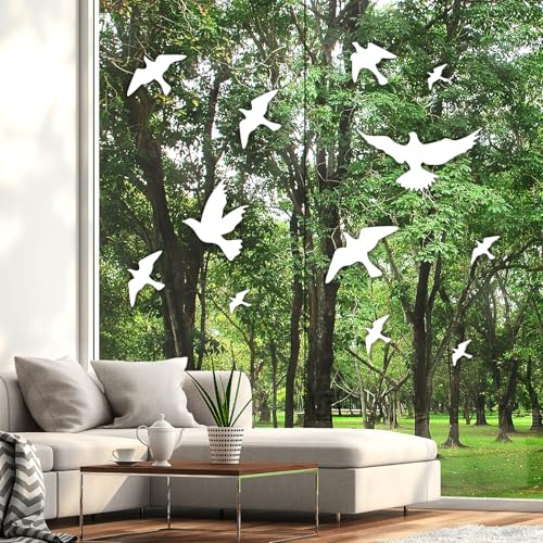 12 Pcs Pegatinas Ventanas Para Pájaros,Anticolisión calcomanías de protección de aves,Calcomanías con forma pájaro,Evitan que las personas y los pájaros golpeen el vidrio