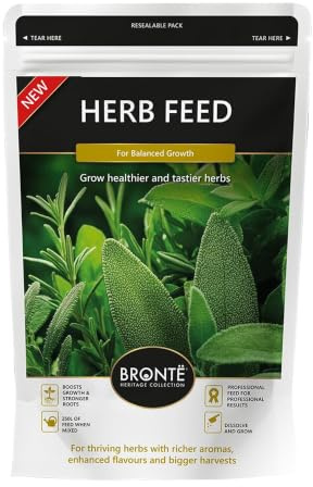 Bronte Heritage Herb Feed Plant Food for Kitchen Gardens Enhances Flavour and Aroma Suitable for Potted and Bedded Herbs - 120g