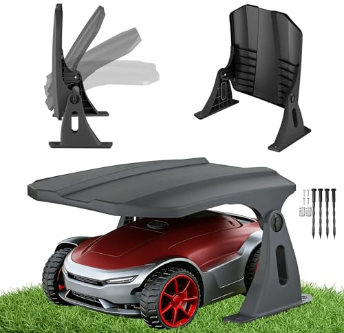 UISEBRT Robot tosaerba garage con tetto pieghevole, resistente alle intemperie, protezione dai raggi UV, impermeabile, antivento, copertura universale, 67 x 62,5 x 40 cm, colore nero