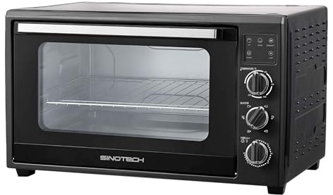 Sinotech Forno Elettrico Ventilato, 60 Litri, Acciaio Inox, con Luce Interna, Timer 60 Minuti, Temperatura Fino a 250°C